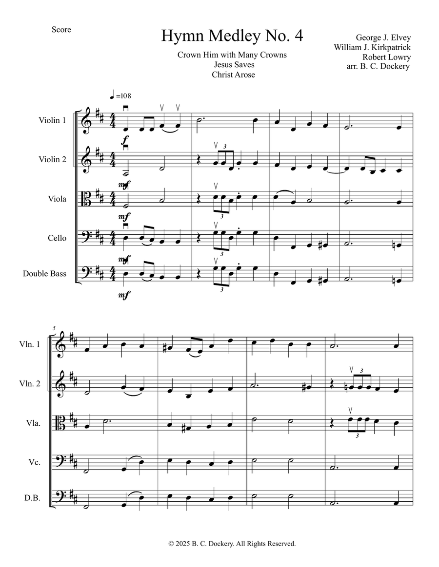 Hymn Medley No. 4 (String Orchestra or Quintet) String Orchestra scores gallery preview page 1