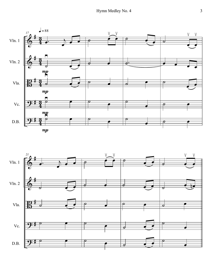 Hymn Medley No. 4 (String Orchestra or Quintet) String Orchestra scores gallery preview page 3