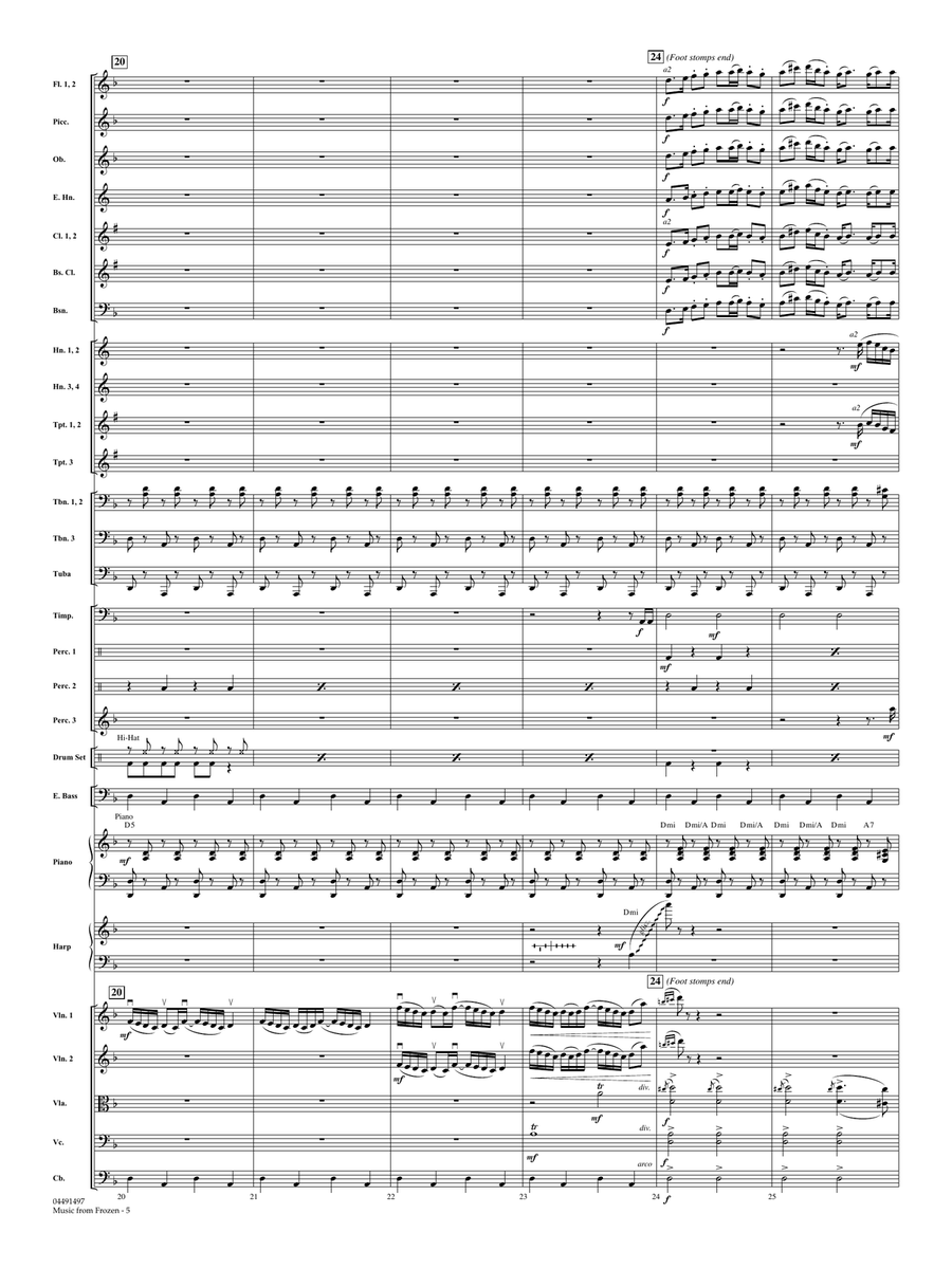 Music from Frozen (arr. Bob Krogstad) - Conductor Score (Full Score) Full Orchestra scores gallery preview page 5