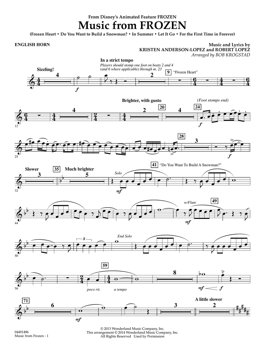 Music from Frozen (arr. Bob Krogstad) - English Horn Full Orchestra scores gallery preview page 1