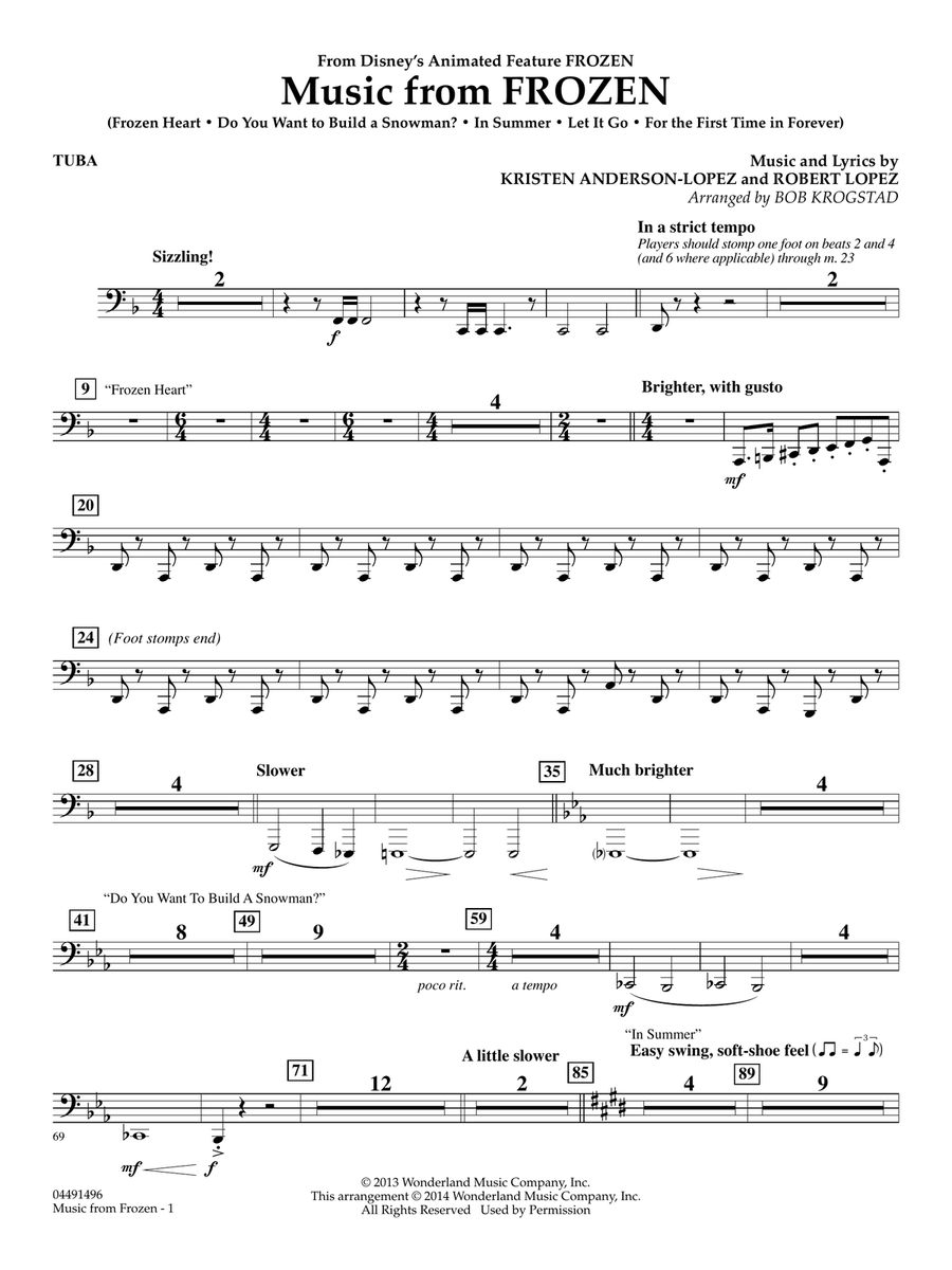 Music from Frozen (arr. Bob Krogstad) - Tuba Full Orchestra scores gallery preview page 1