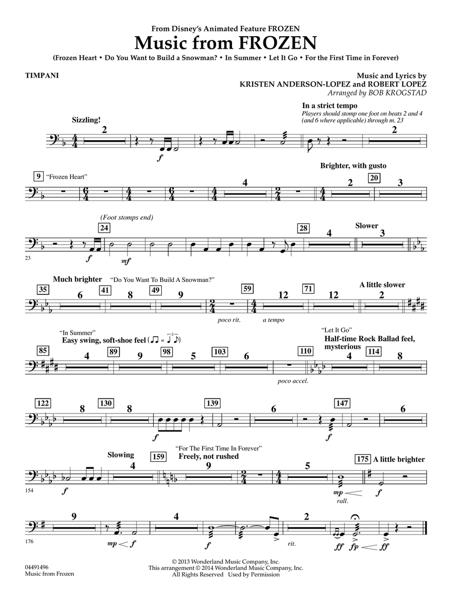 Music from Frozen (arr. Bob Krogstad) - Timpani Full Orchestra scores gallery preview page 1