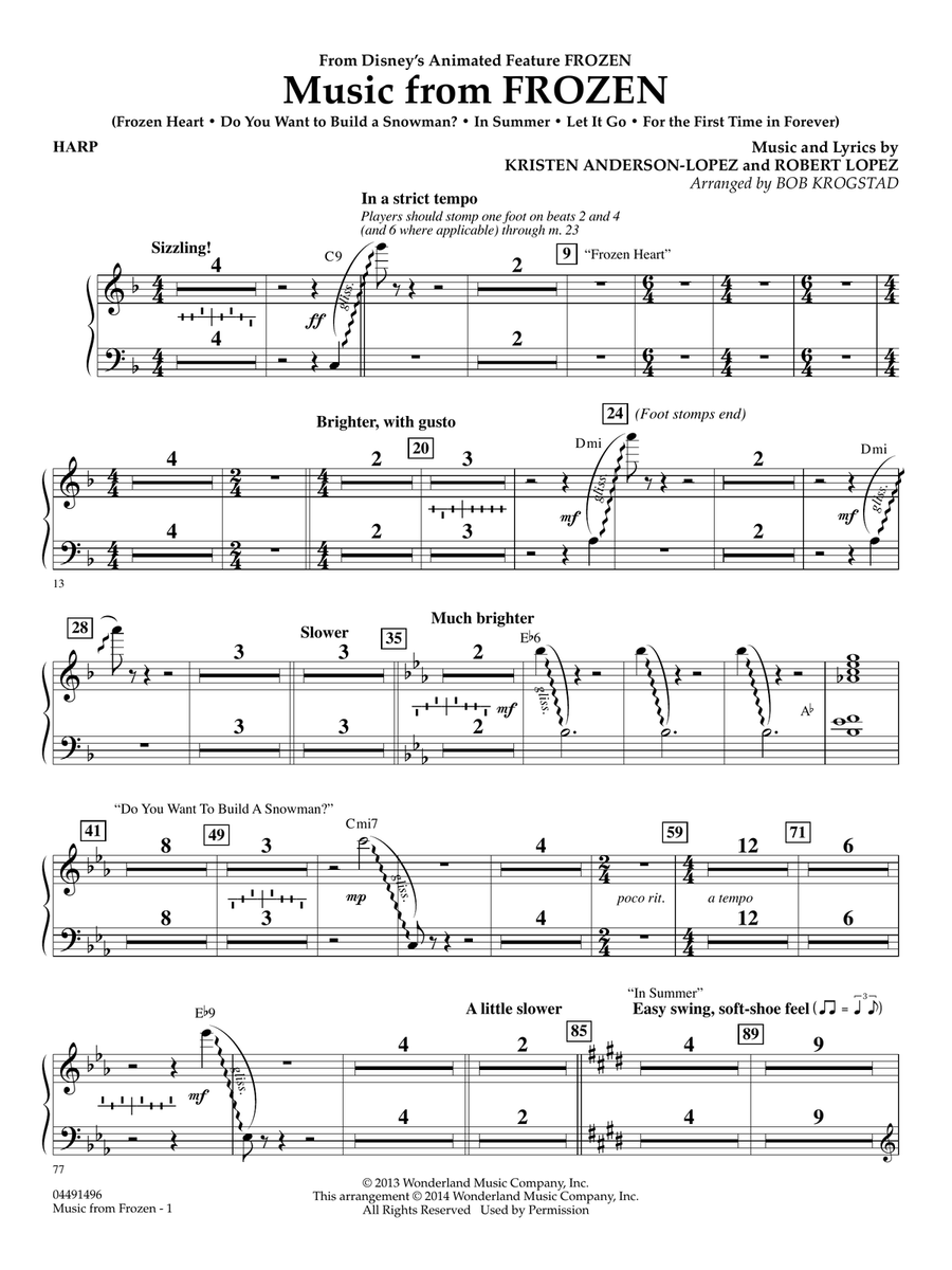 Music from Frozen (arr. Bob Krogstad) - Harp Full Orchestra scores gallery preview page 1
