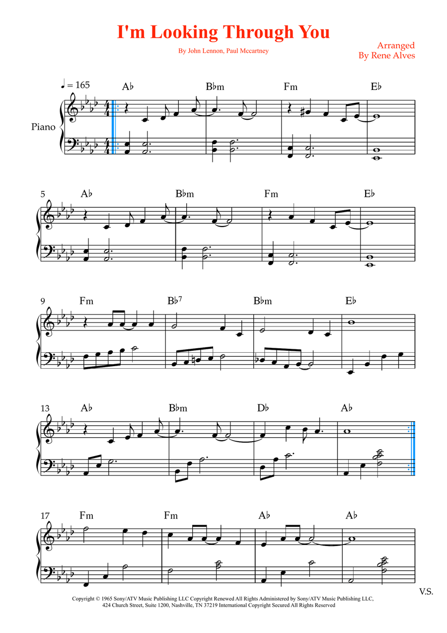 I'm Looking Through You I'm Looking Through You Easy Piano scores gallery preview page 1