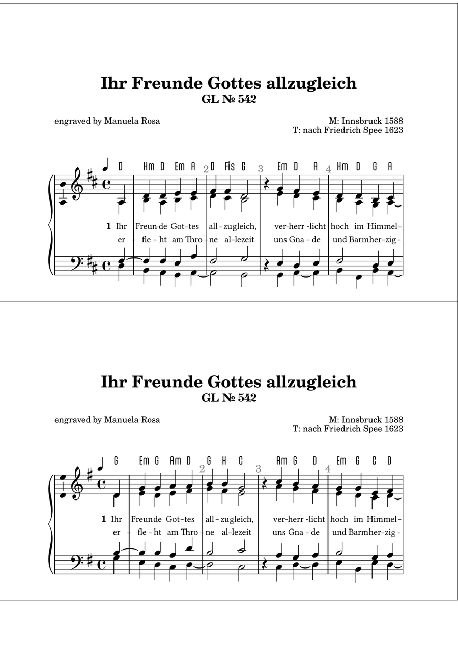 Ihr Freunde Gottes allzugleich (Gotteslob 542) Piano Solo scores gallery preview page 2