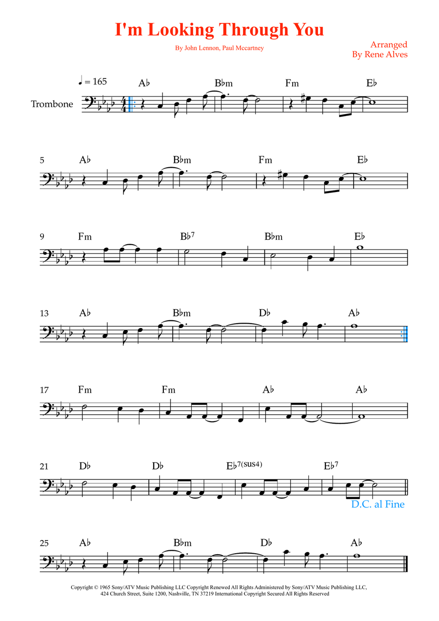 I'm Looking Through You I'm Looking Through You Trombone Solo scores gallery preview page 1
