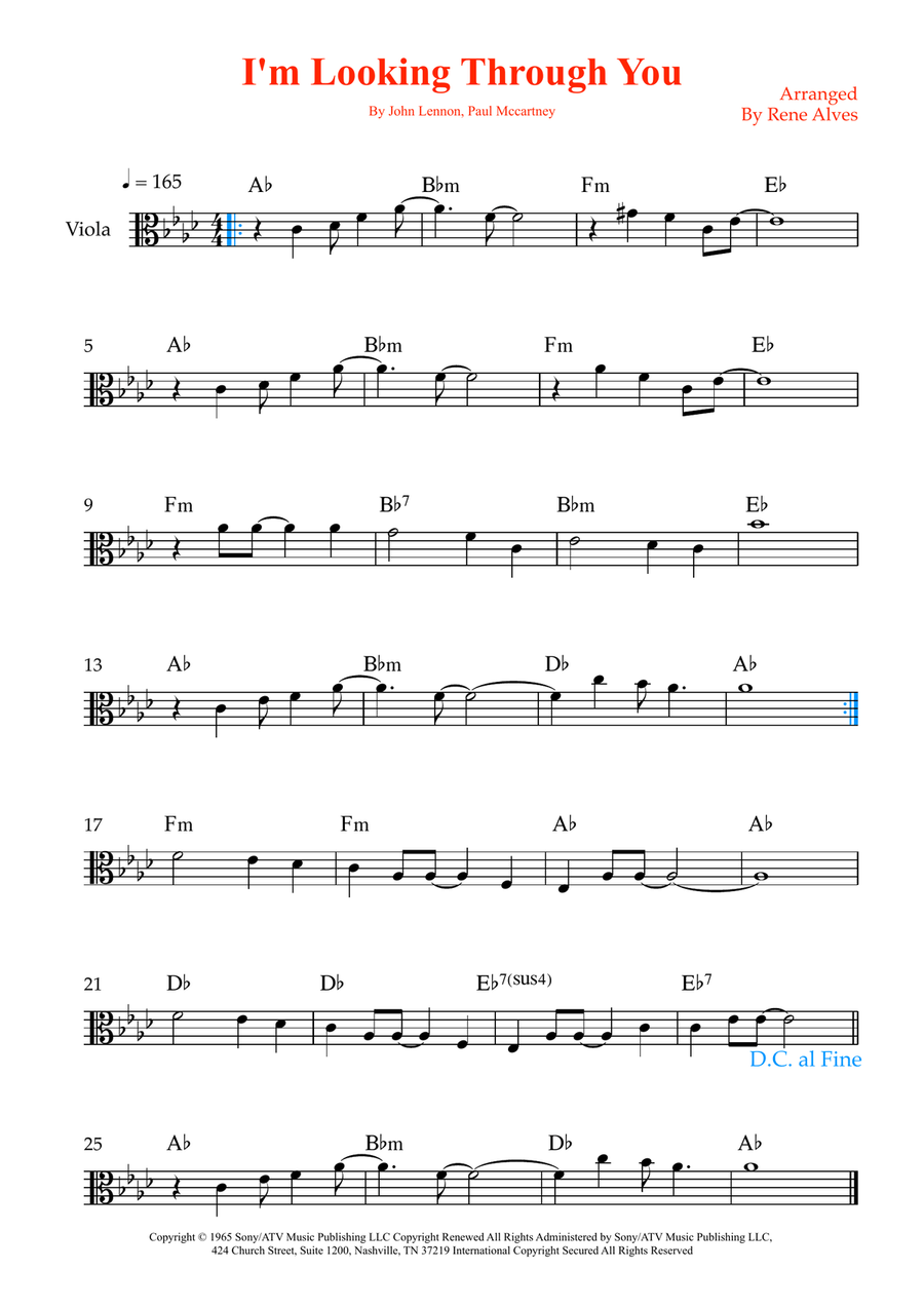 I'm Looking Through You I'm Looking Through You Viola Solo scores gallery preview page 1