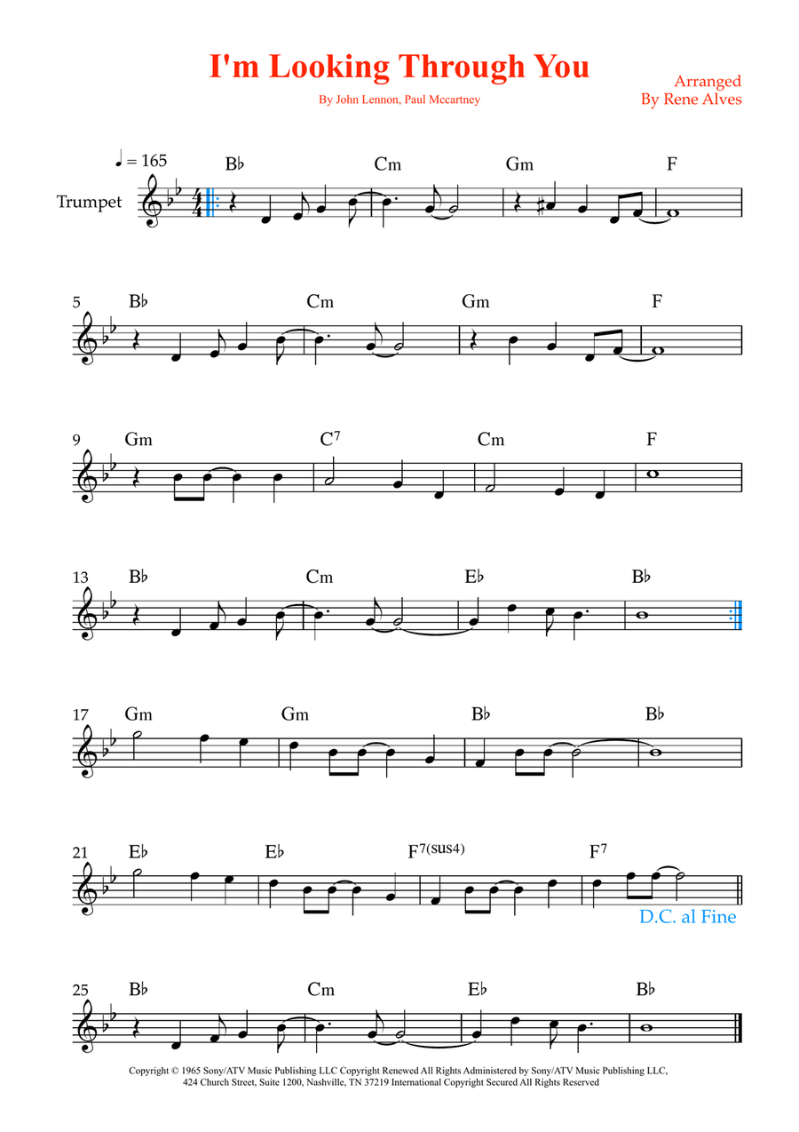 I'm Looking Through You I'm Looking Through You B-Flat Trumpet scores gallery preview page 1