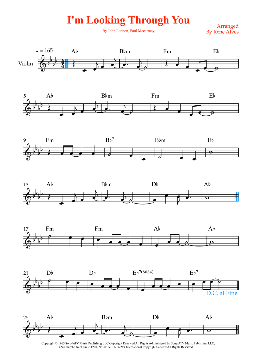 I'm Looking Through You I'm Looking Through You Violin Solo scores gallery preview page 1