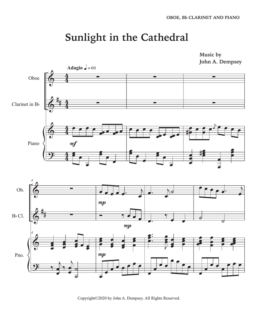 Sunlight in the Cathedral (Mountain Prelude): Trio for Oboe, Clarinet and Piano Small Ensemble scores gallery preview page 5