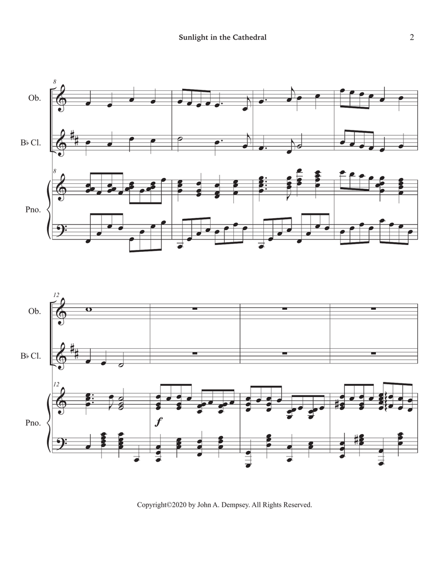 Sunlight in the Cathedral (Mountain Prelude): Trio for Oboe, Clarinet and Piano Small Ensemble scores gallery preview page 6