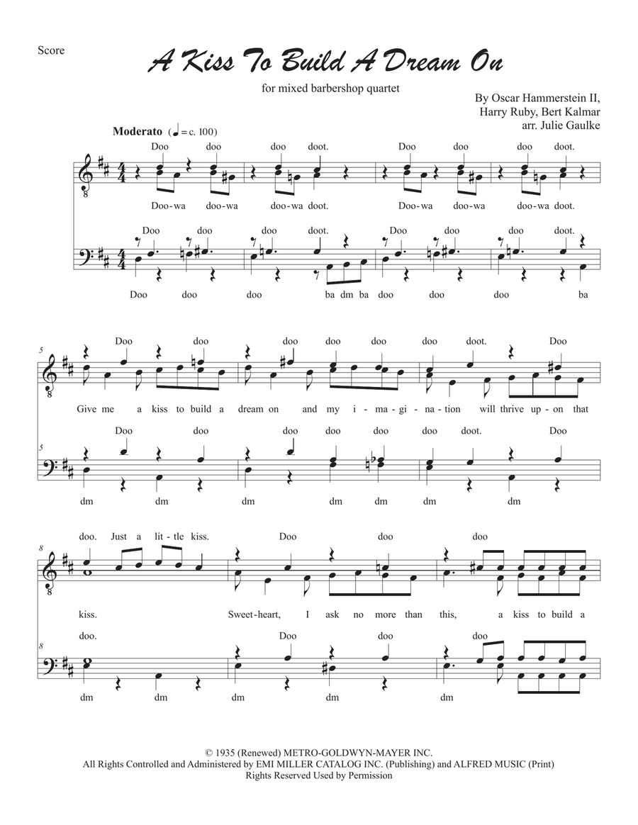 A Kiss To Build A Dream On 4-Part scores gallery preview page 1