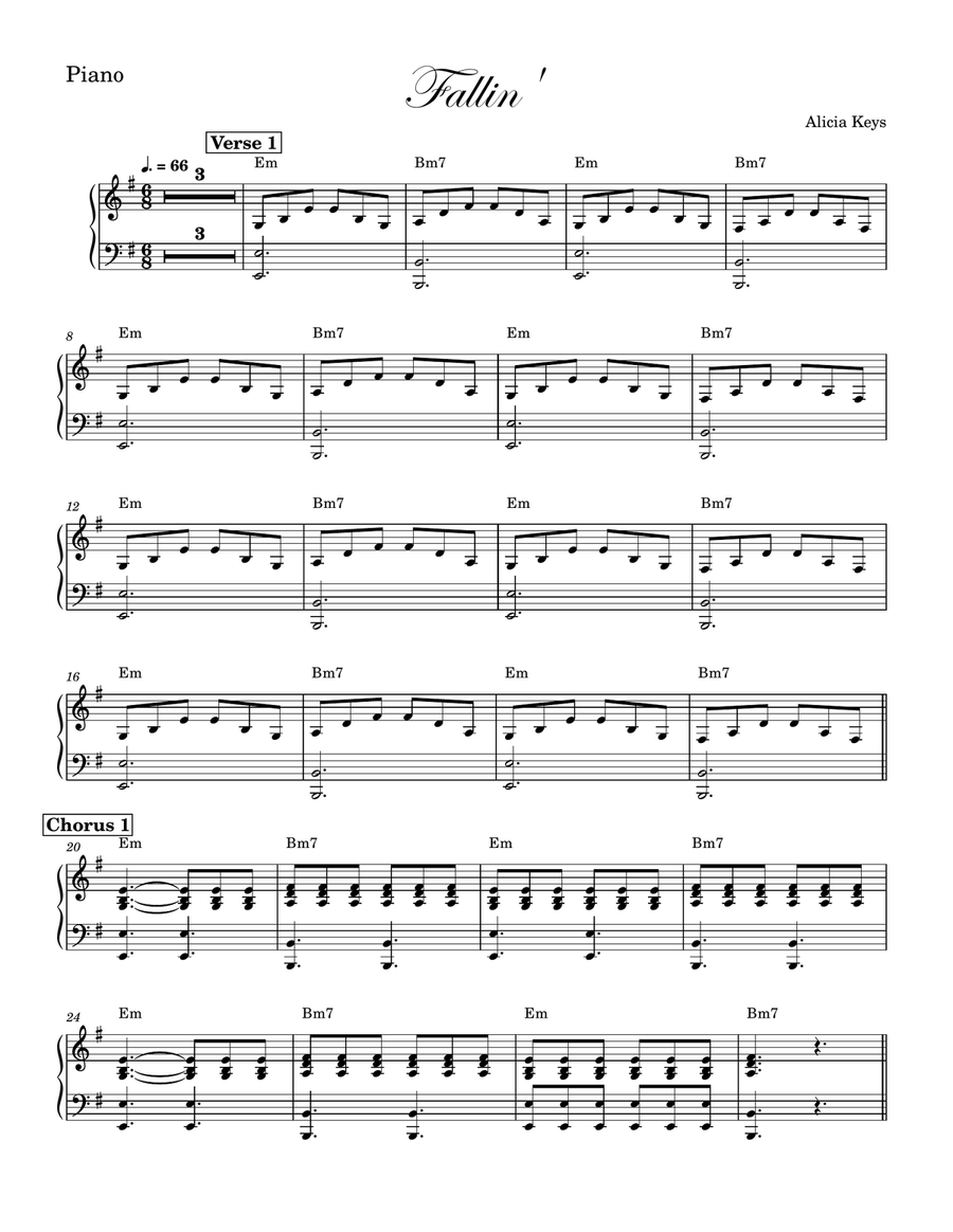 Fallin' Fallin' Easy Piano scores gallery preview page 1