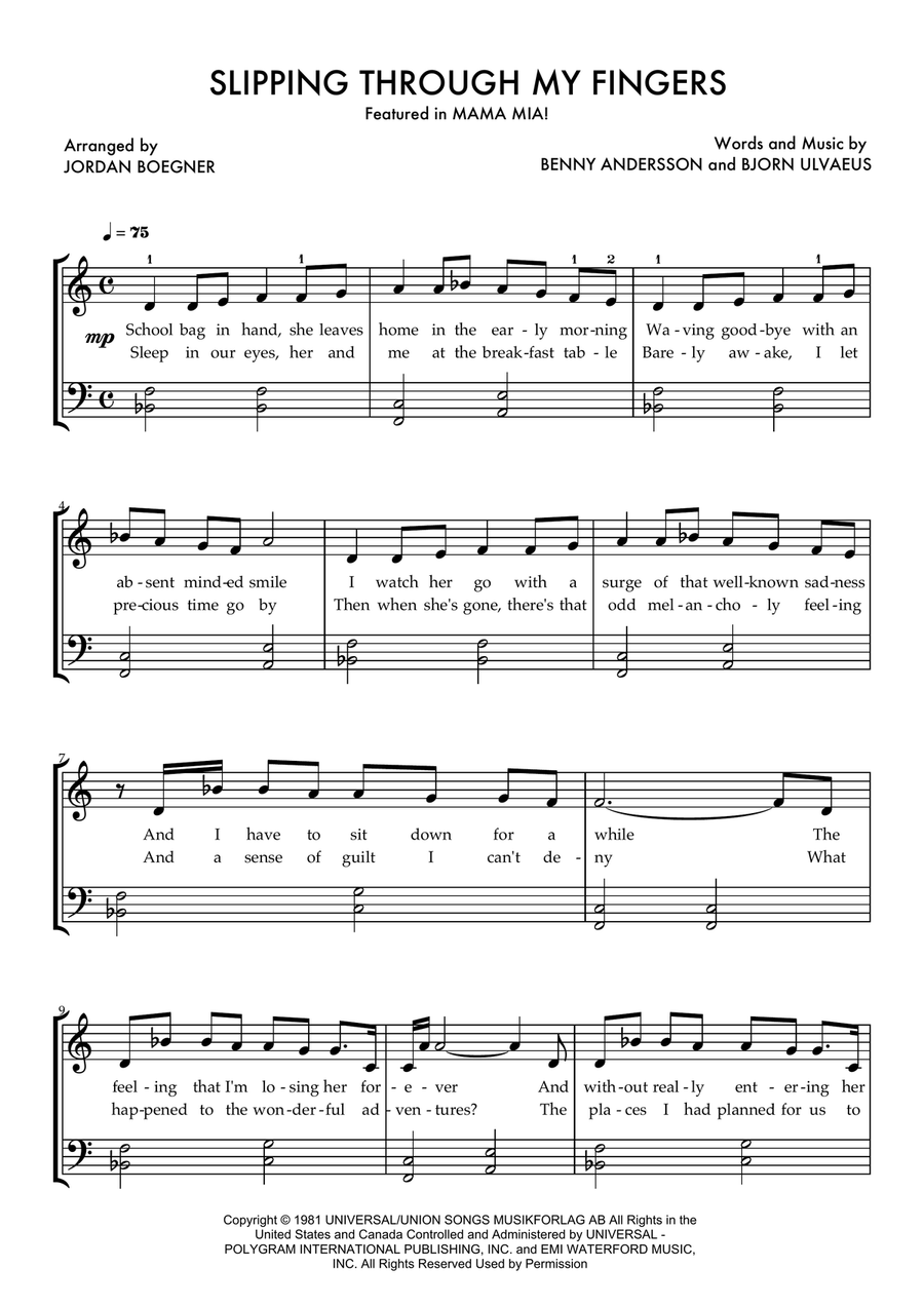 Slipping Through My Fingers Piano Solo scores gallery preview page 1