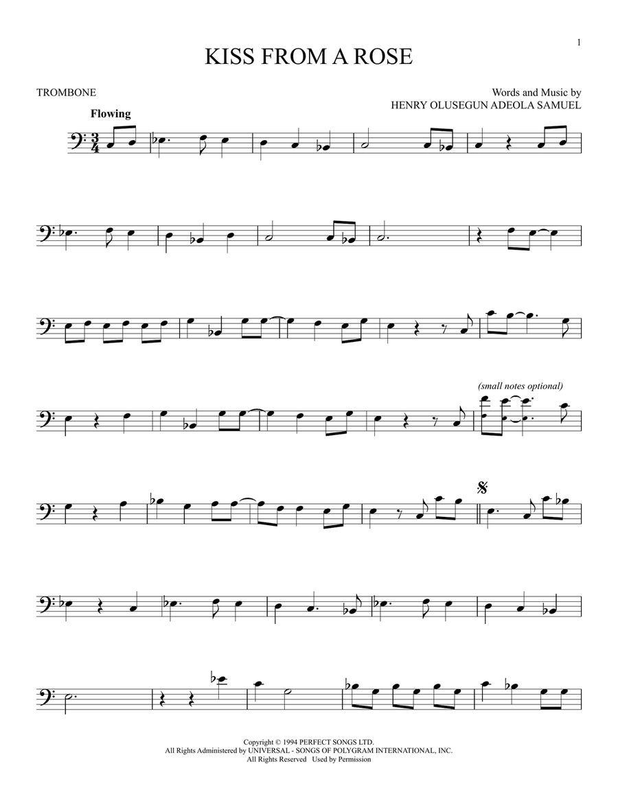 Kiss From A Rose Kiss From A Rose Trombone Solo scores gallery preview page 1