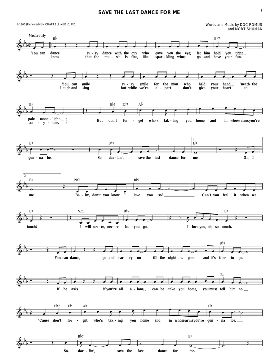 Save The Last Dance For Me Acoustic Guitar scores gallery preview page 1