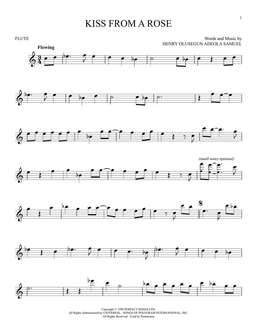 Kiss From A Rose Kiss From A Rose Flute Solo scores gallery preview page 1