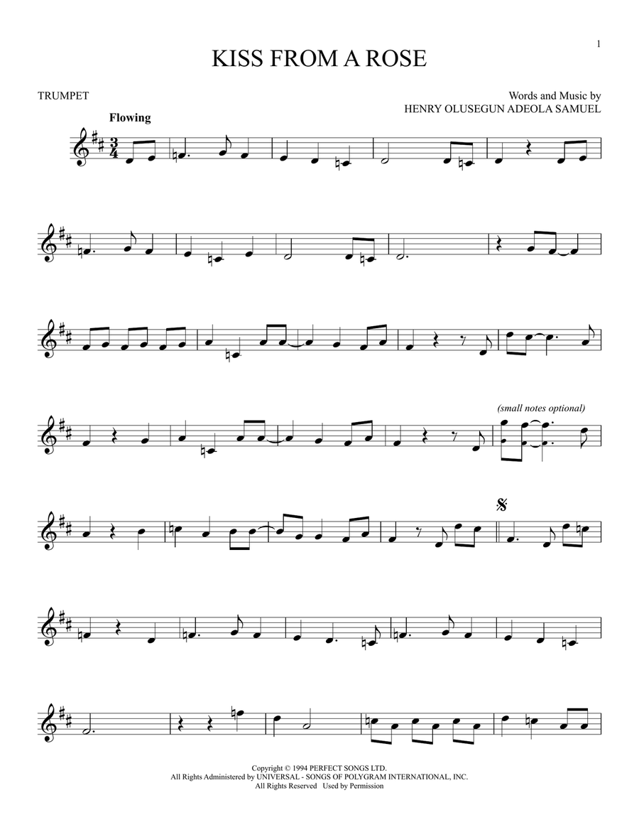Kiss From A Rose Kiss From A Rose Trumpet Solo scores gallery preview page 1