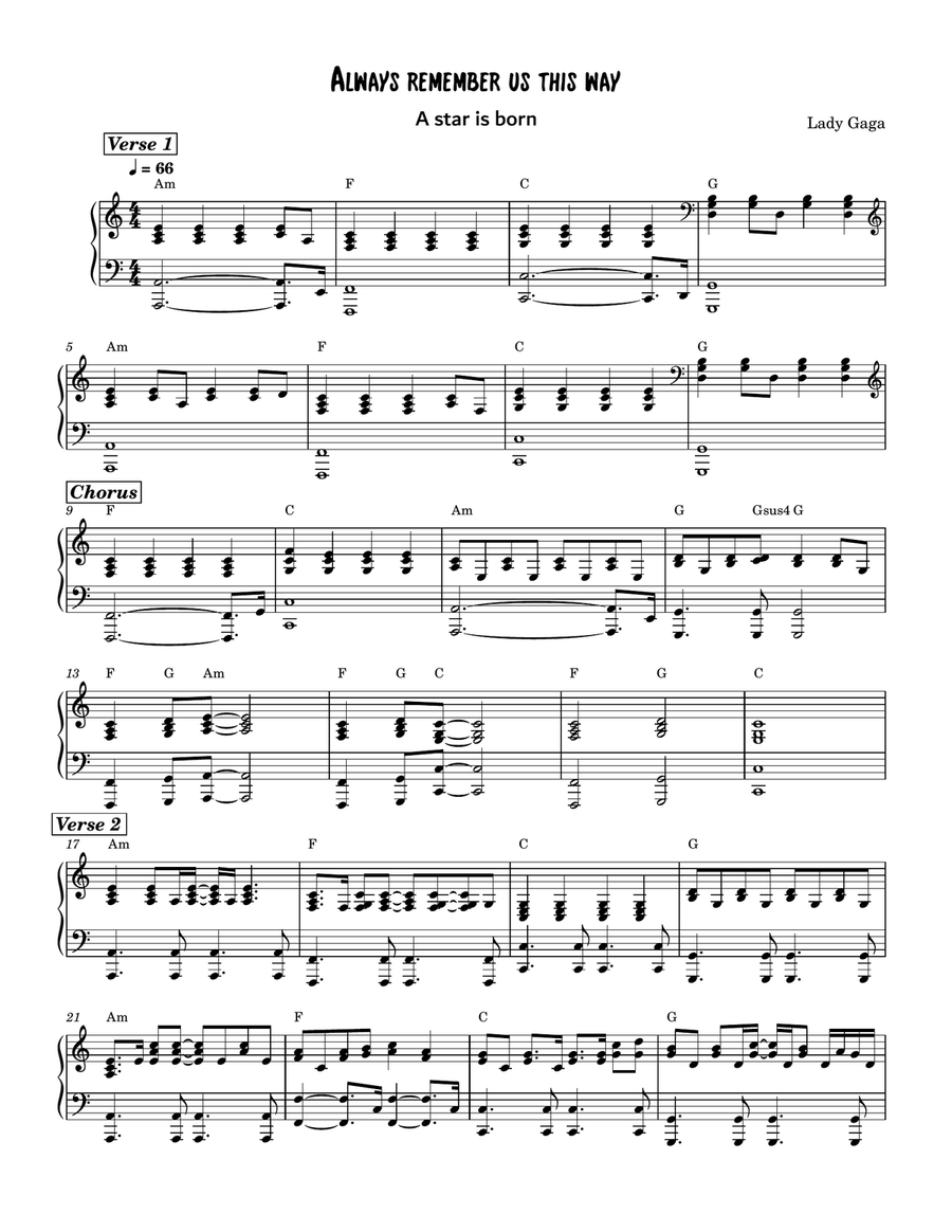 Always Remember Us This Way Acoustic Guitar scores gallery preview page 1