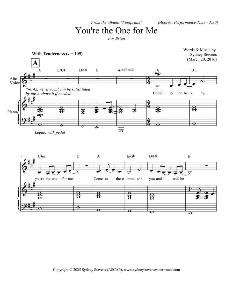 You're the One for Me Piano, Vocal scores gallery preview page 2
