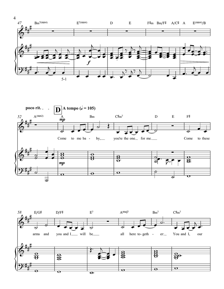 You're the One for Me Piano, Vocal scores gallery preview page 5