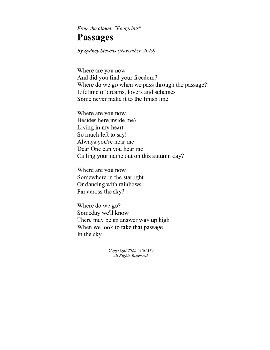 Passages Piano, Vocal scores gallery preview page 1