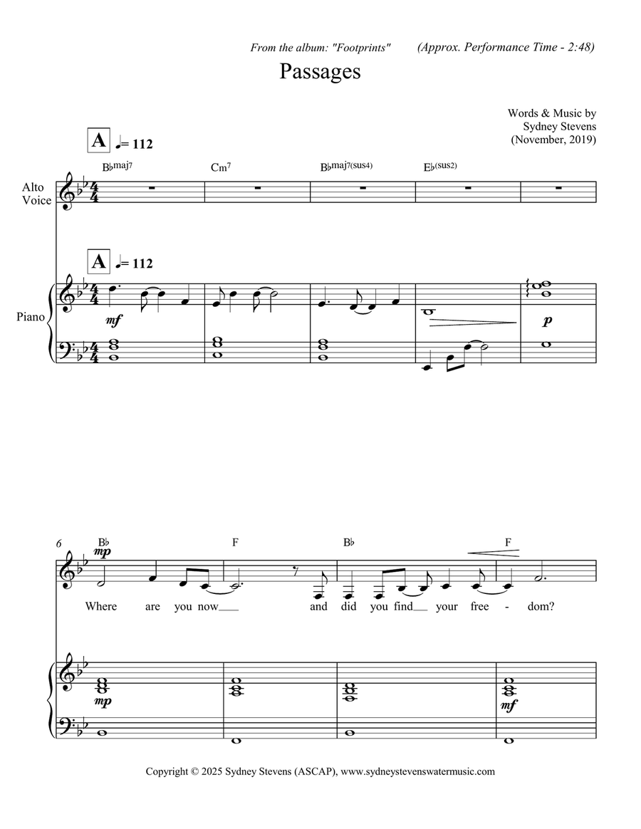 Passages Piano, Vocal scores gallery preview page 2