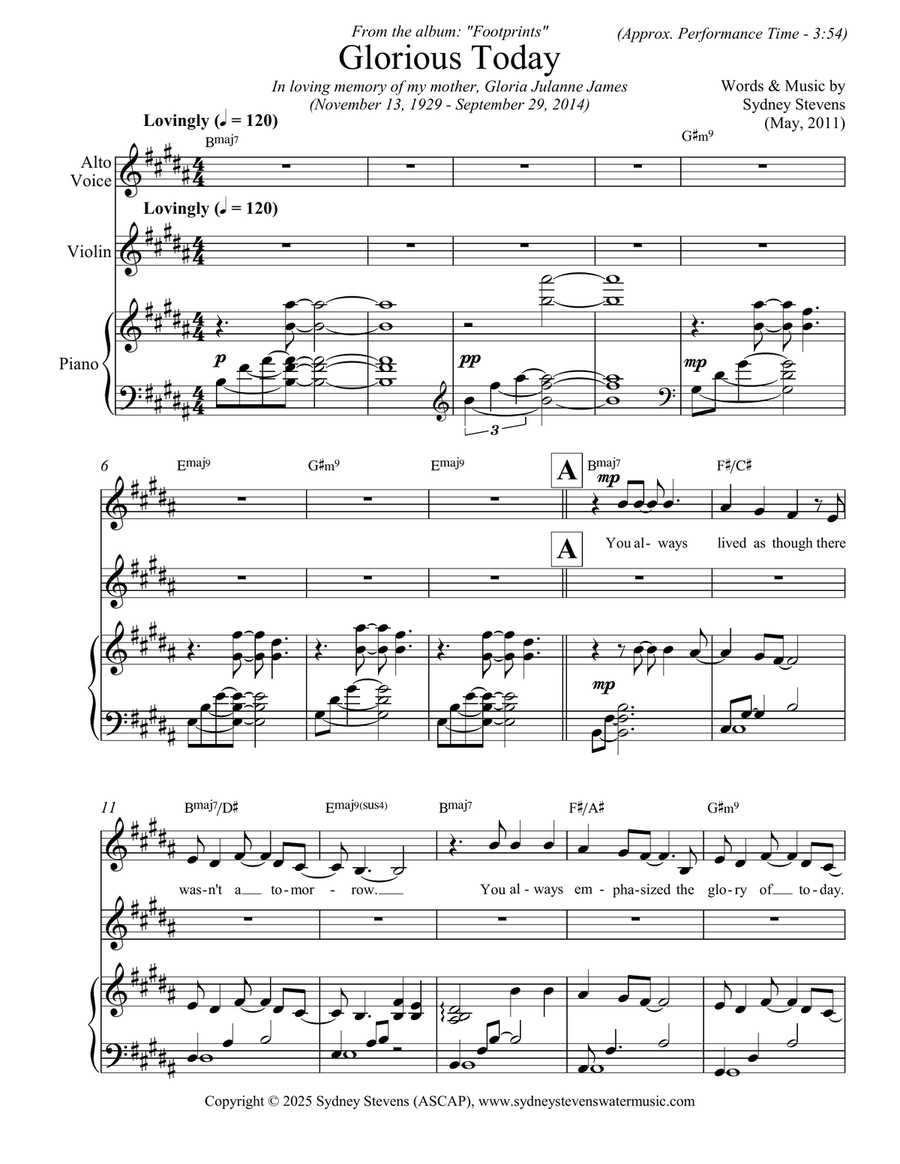Glorious Today Piano, Vocal scores gallery preview page 2