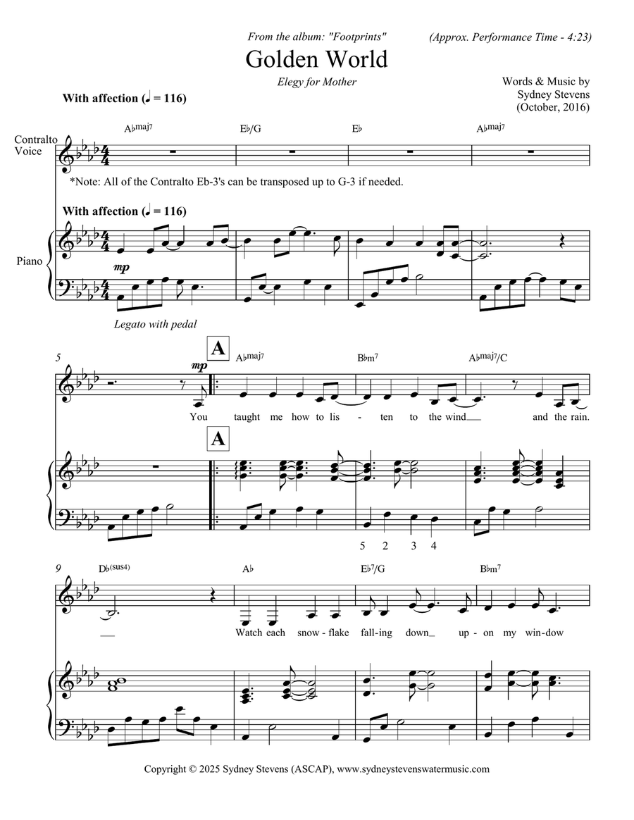 Golden World Piano, Vocal scores gallery preview page 2