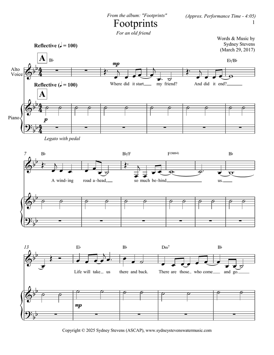 Footprints Piano, Vocal scores gallery preview page 2