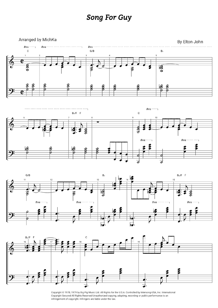 Song For Guy Song For Guy Piano Solo scores gallery preview page 1