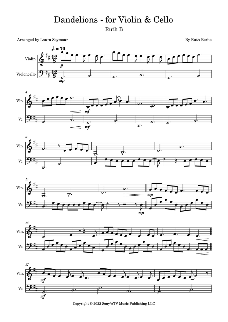 Dandelions String Duet scores gallery preview page 1