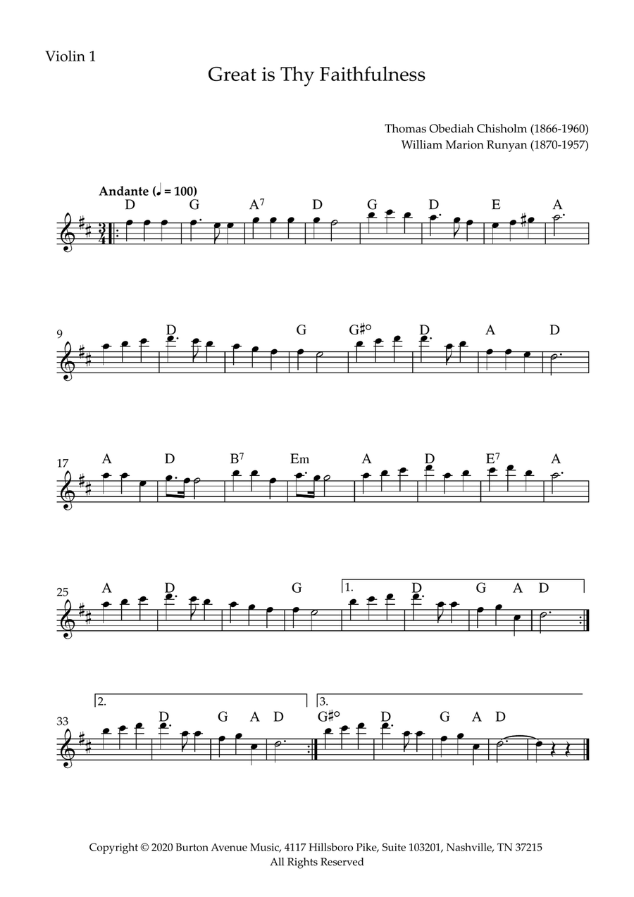Great Is Thy Faithfulness String Quartet scores gallery preview page 3