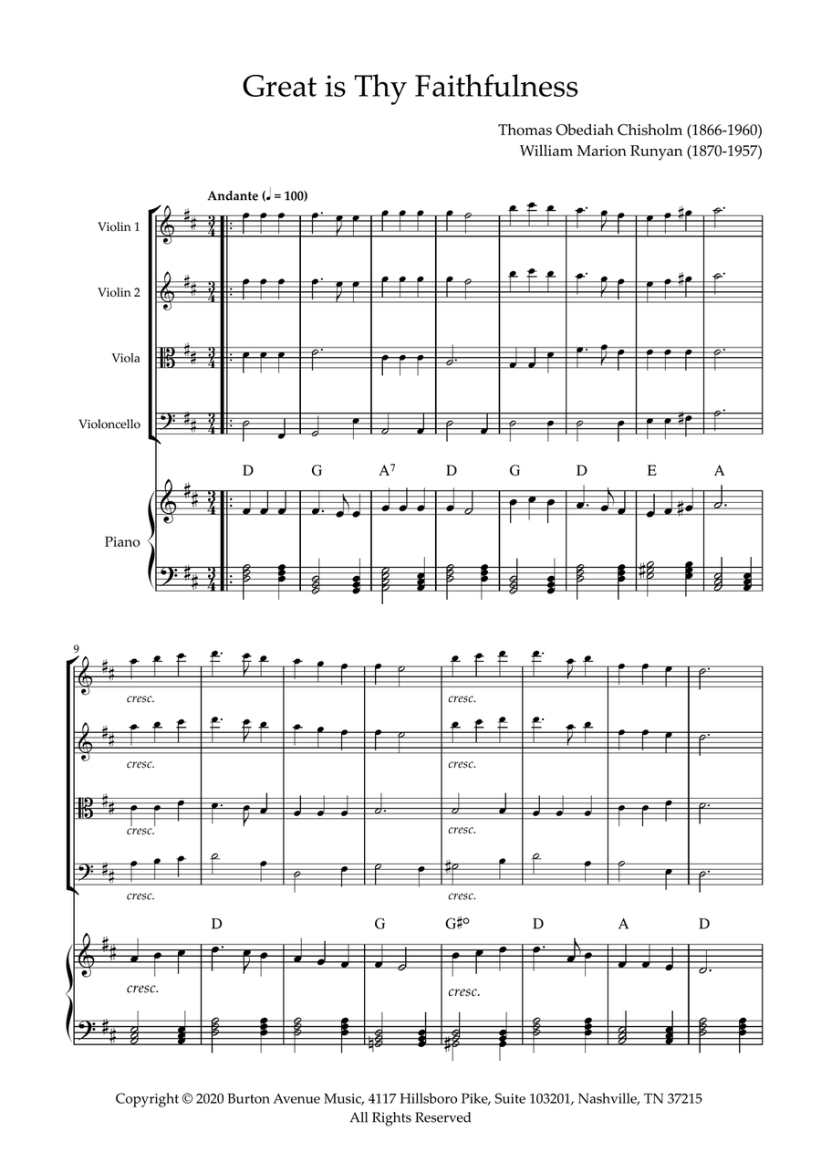 Great Is Thy Faithfulness String Orchestra scores gallery preview page 1