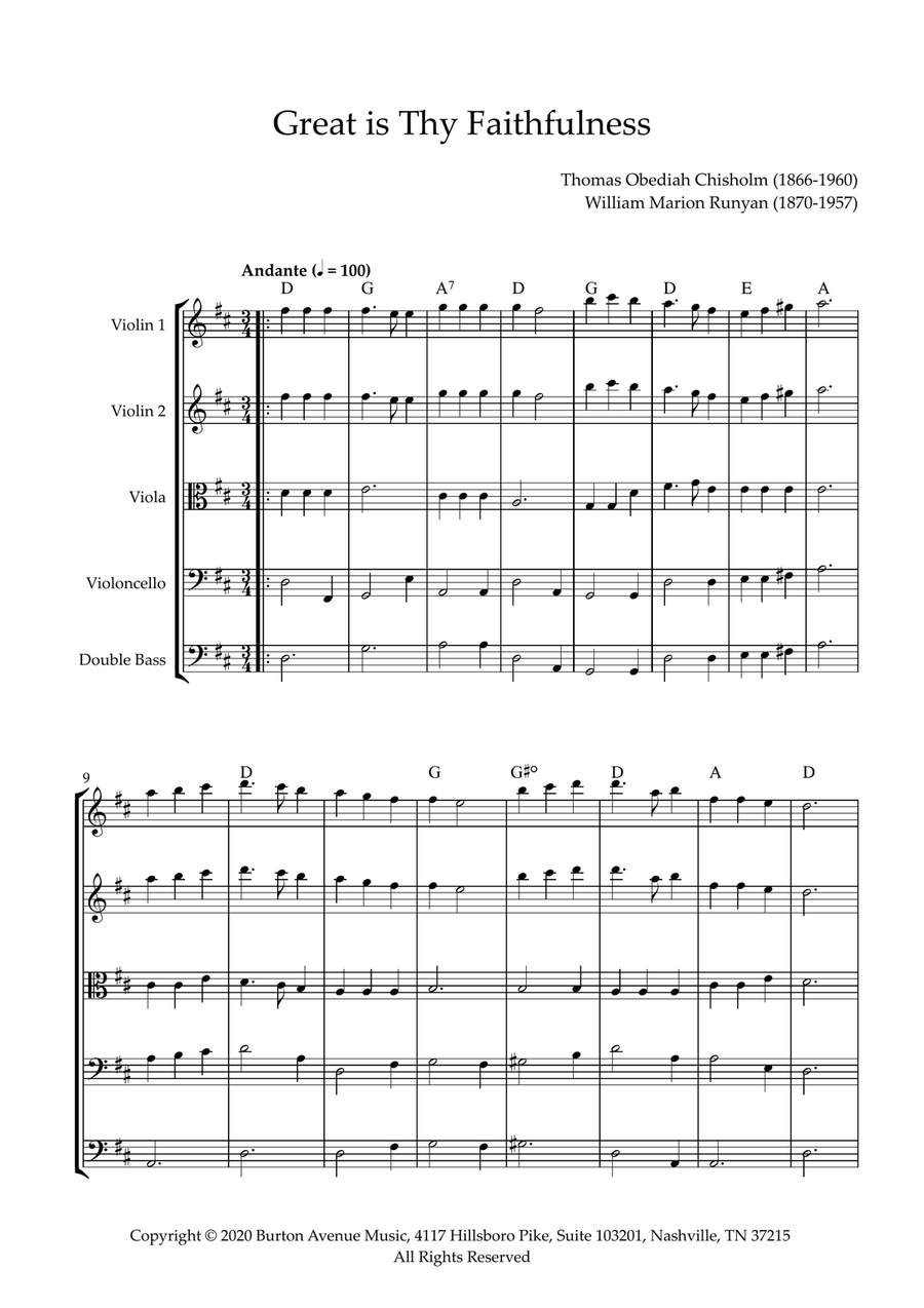 Great Is Thy Faithfulness String Orchestra scores gallery preview page 1