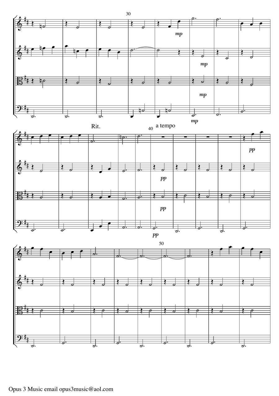 Gymnopedie No. 1 by Erik Satie arranged for String Quartet (or String Orchestra) by David Catherwood String Quartet scores gallery preview page 3