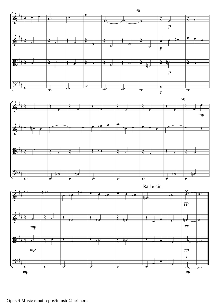 Gymnopedie No. 1 by Erik Satie arranged for String Quartet (or String Orchestra) by David Catherwood String Quartet scores gallery preview page 4