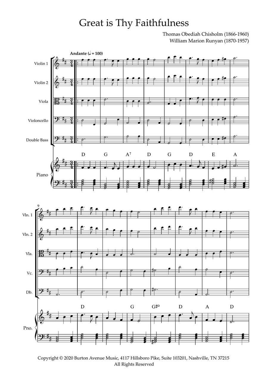 Great Is Thy Faithfulness Small Ensemble scores gallery preview page 1