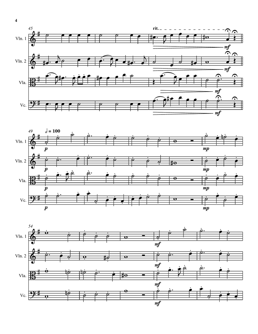 Can she excuse my wrongs (John Dowland) arranged for string quartet String Quartet scores gallery preview page 4