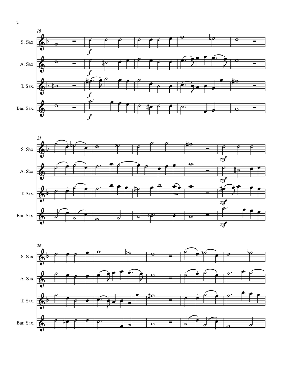 Can she excuse my wrongs (John Dowland) arranged for saxophone quartet Saxophone Quartet scores gallery preview page 2