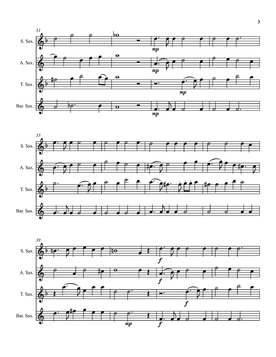 Can she excuse my wrongs (John Dowland) arranged for saxophone quartet Saxophone Quartet scores gallery preview page 3