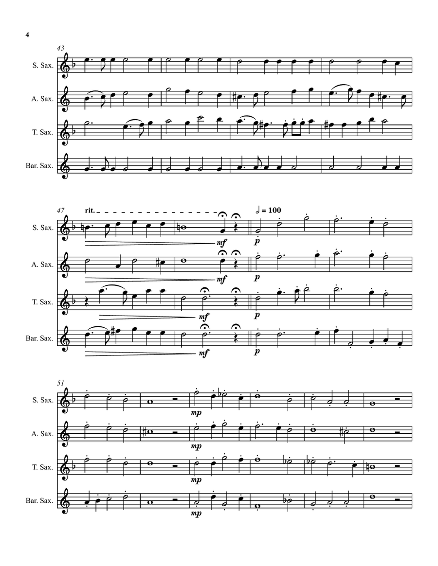 Can she excuse my wrongs (John Dowland) arranged for saxophone quartet Saxophone Quartet scores gallery preview page 4