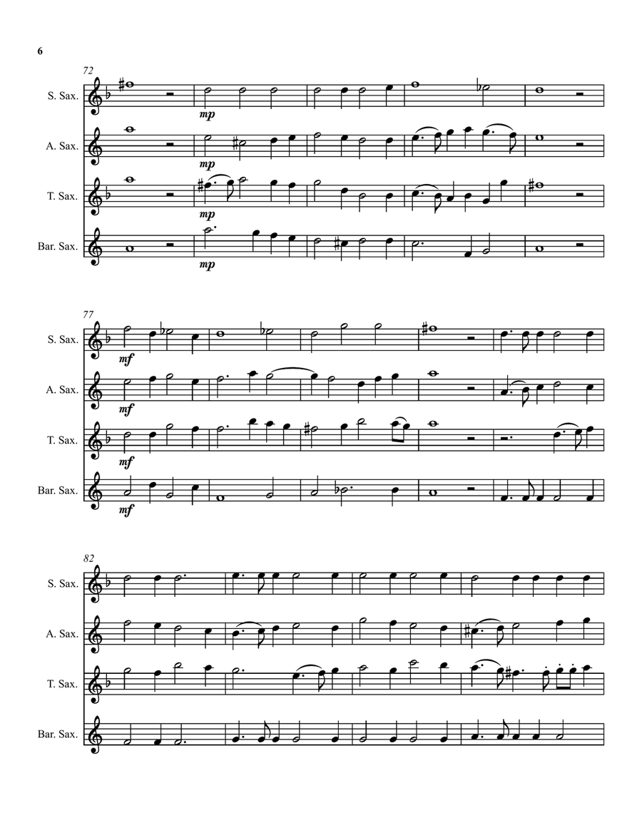Can she excuse my wrongs (John Dowland) arranged for saxophone quartet Saxophone Quartet scores gallery preview page 6