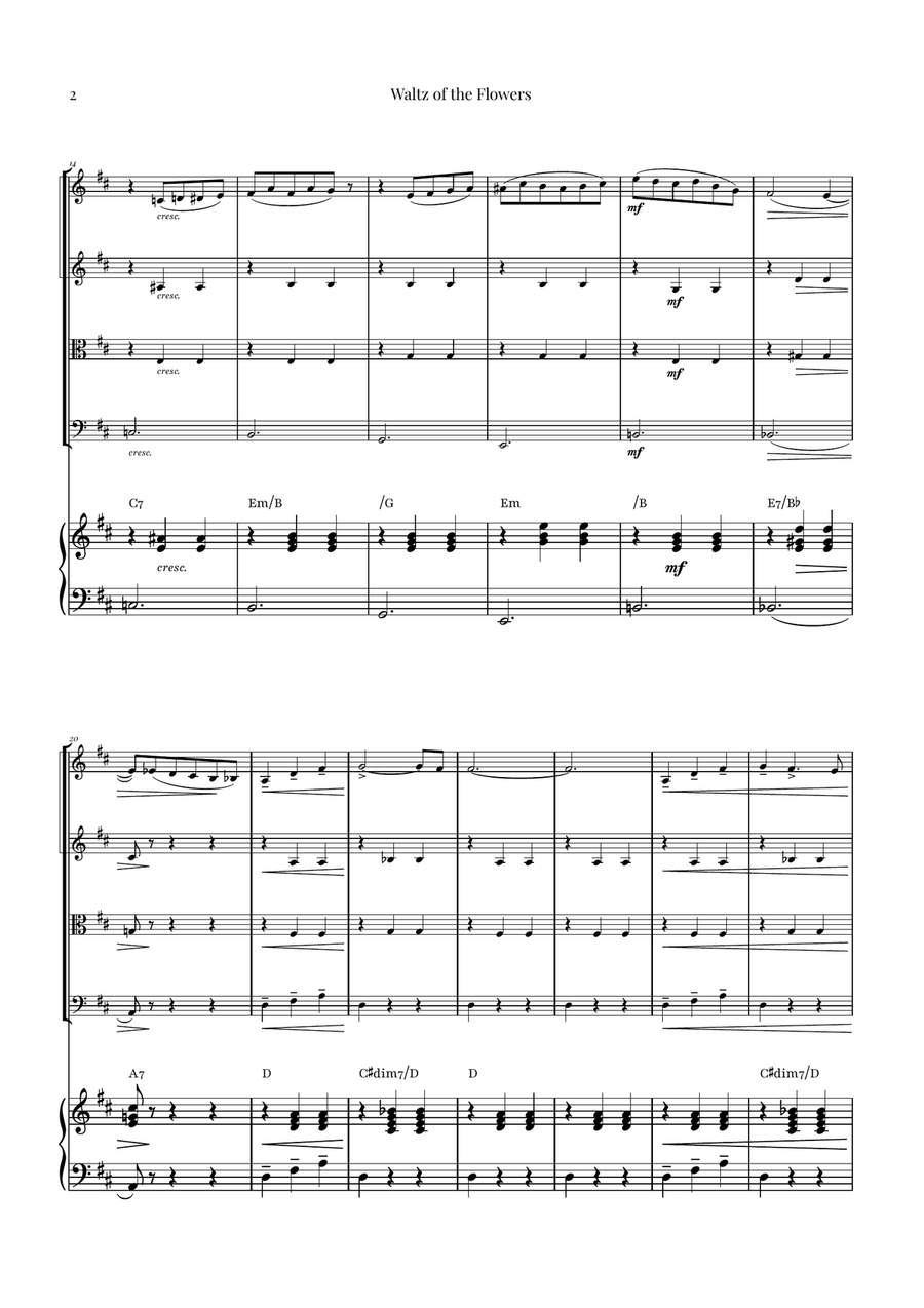 Waltz of the Flowers by Tchaikovsky | ENCHANTING Sheet Music String Quartet scores gallery preview page 2