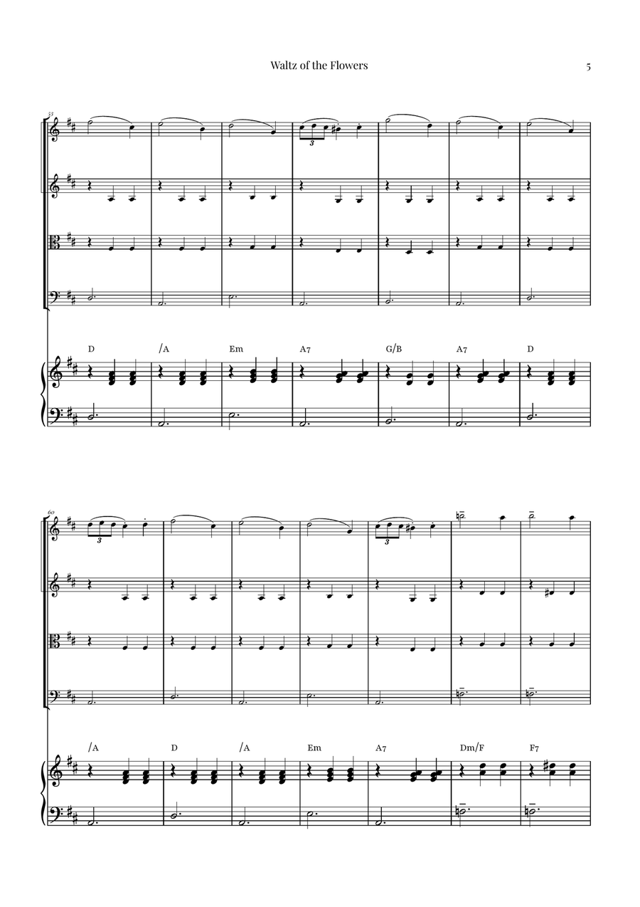 Waltz of the Flowers by Tchaikovsky | ENCHANTING Sheet Music String Quartet scores gallery preview page 5