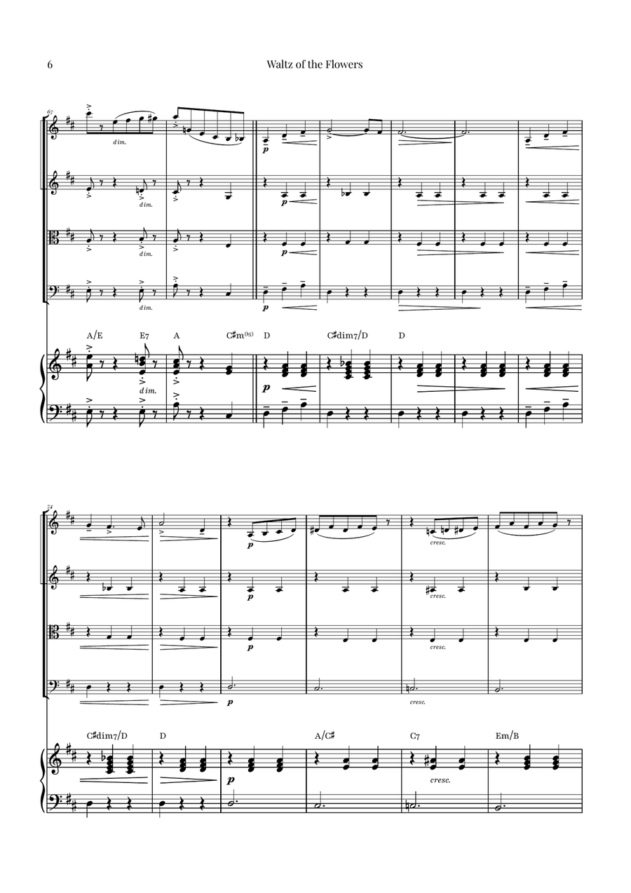 Waltz of the Flowers by Tchaikovsky | ENCHANTING Sheet Music String Quartet scores gallery preview page 6