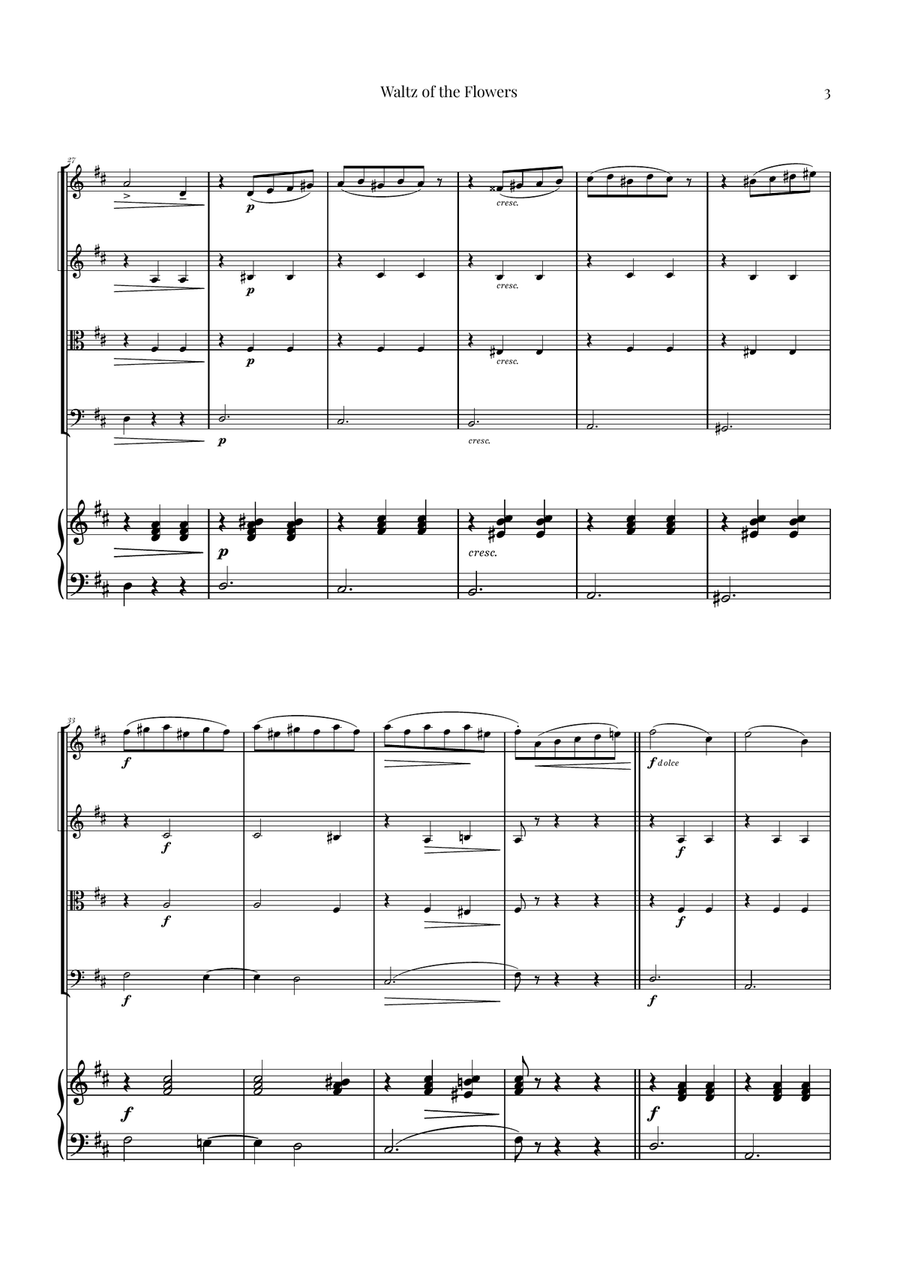 Waltz of the Flowers by Tchaikovsky | ENCHANTING Sheet Music Piano Quintet scores gallery preview page 3