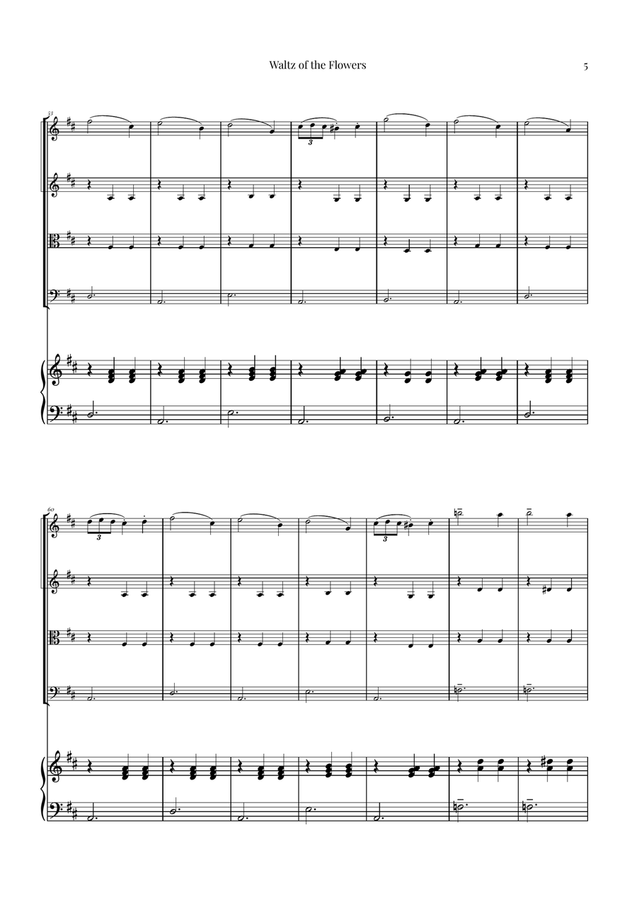 Waltz of the Flowers by Tchaikovsky | ENCHANTING Sheet Music Piano Quintet scores gallery preview page 5