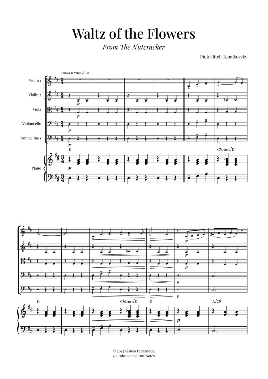 Waltz of the Flowers by Tchaikovsky | ENCHANTING Sheet Music String Orchestra scores gallery preview page 1