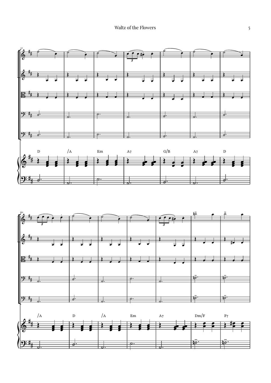 Waltz of the Flowers by Tchaikovsky | ENCHANTING Sheet Music String Orchestra scores gallery preview page 5